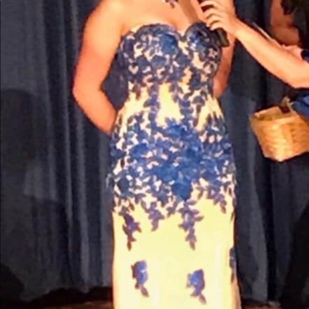 Prom/Evening Dress Blue Roses - Picture 2 of 4